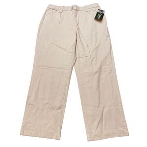 LL Bean Flannel Lined Pants Women Size 16P Petite Beige Chino Classic Fit Casual